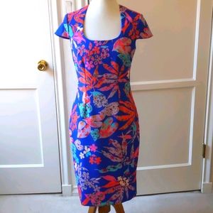 David Meister floral sheath dress